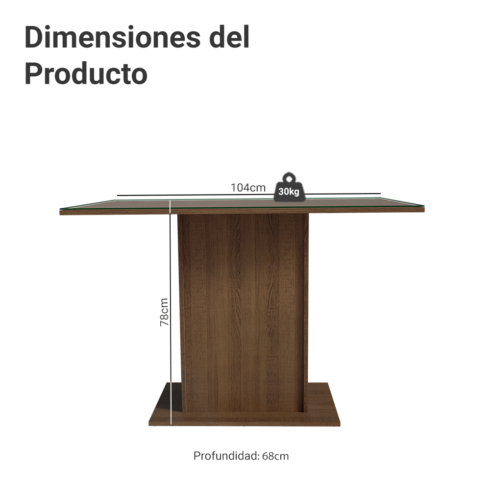 Mesa de Comedor Rectangular con Tapa de Vidrio Marrón 5329