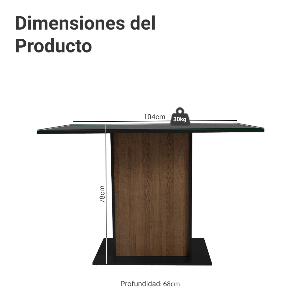 Mesa de Comedor Rectangular con Tapa de Vidrio Marrón/Negro 5329