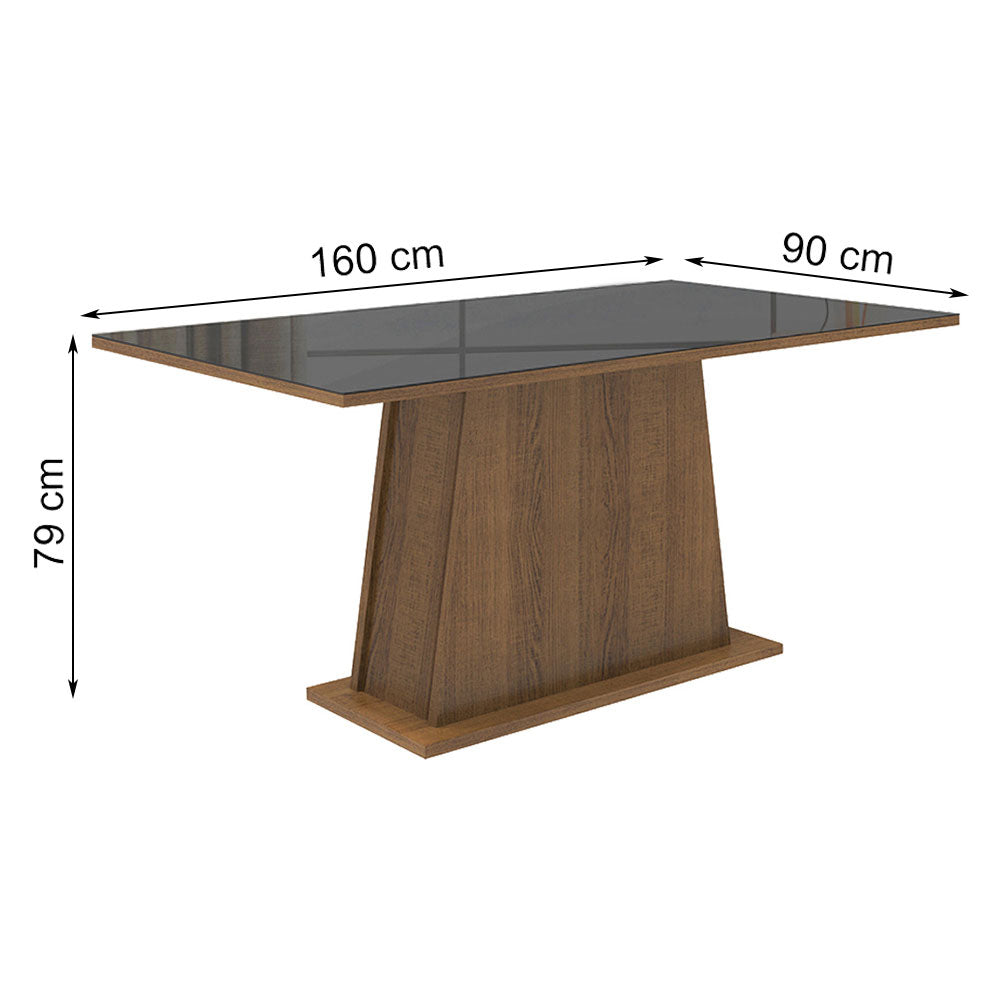 Mesa de Comedor Rectangular Tapa de Vidrio Marrón/Negro 5364 02