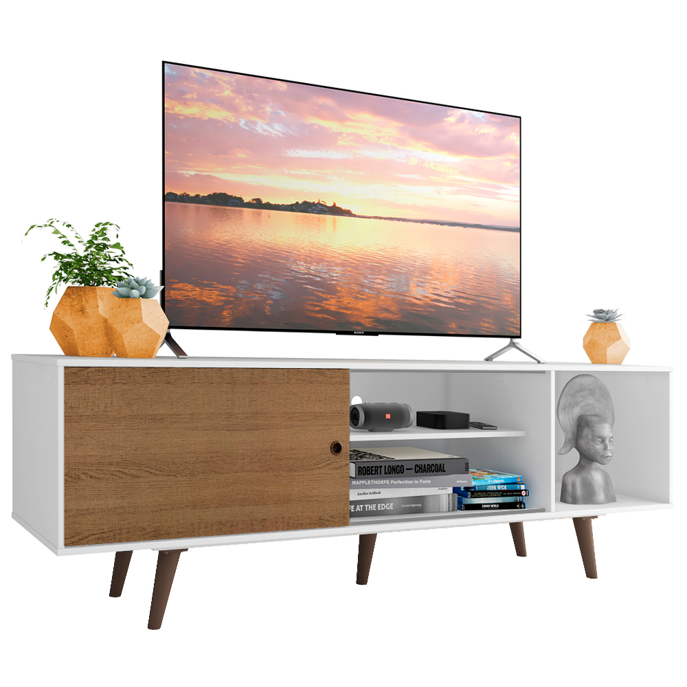 Rack Madesa Dubai para TV hasta 65 Pulgadas con Patas Blanco/Marrón 9B5Z