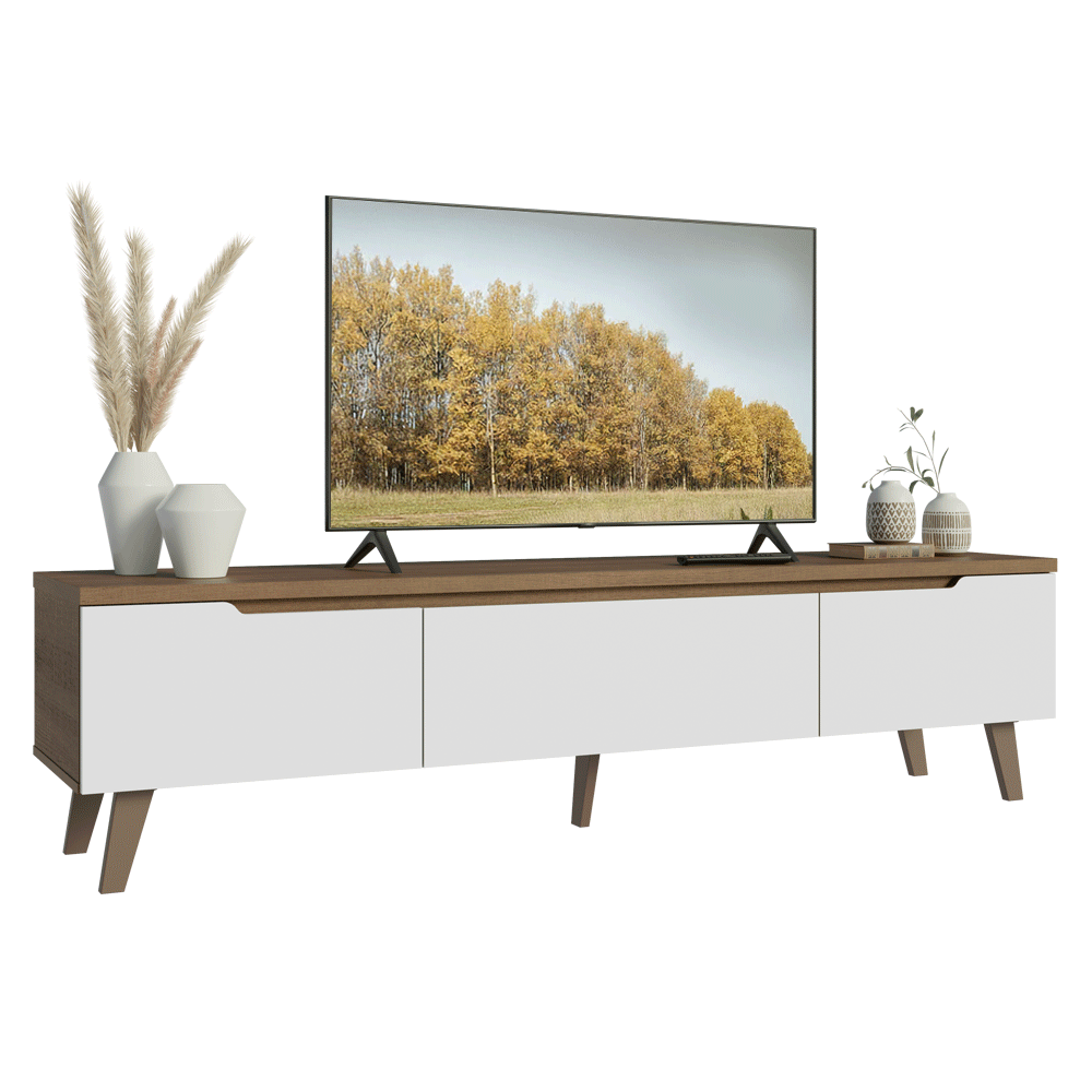 Rack para TV hasta 75 Pulgadas 180 cm 2 Puertas 1 Cajón Marrón/Blanco Dune Madesa