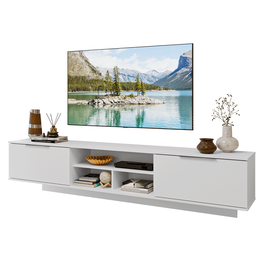 Rack Flotante para TV hasta 80 Pulgadas 218 cm 2 Puertas Blanco Stella Madesa