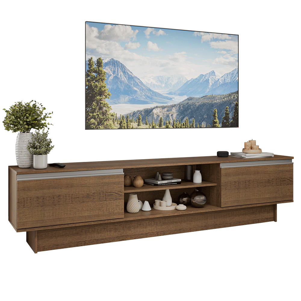 Rack para TV hasta 80 Pulgadas 218 cm 2 Puertas Marrón Glamy Madesa