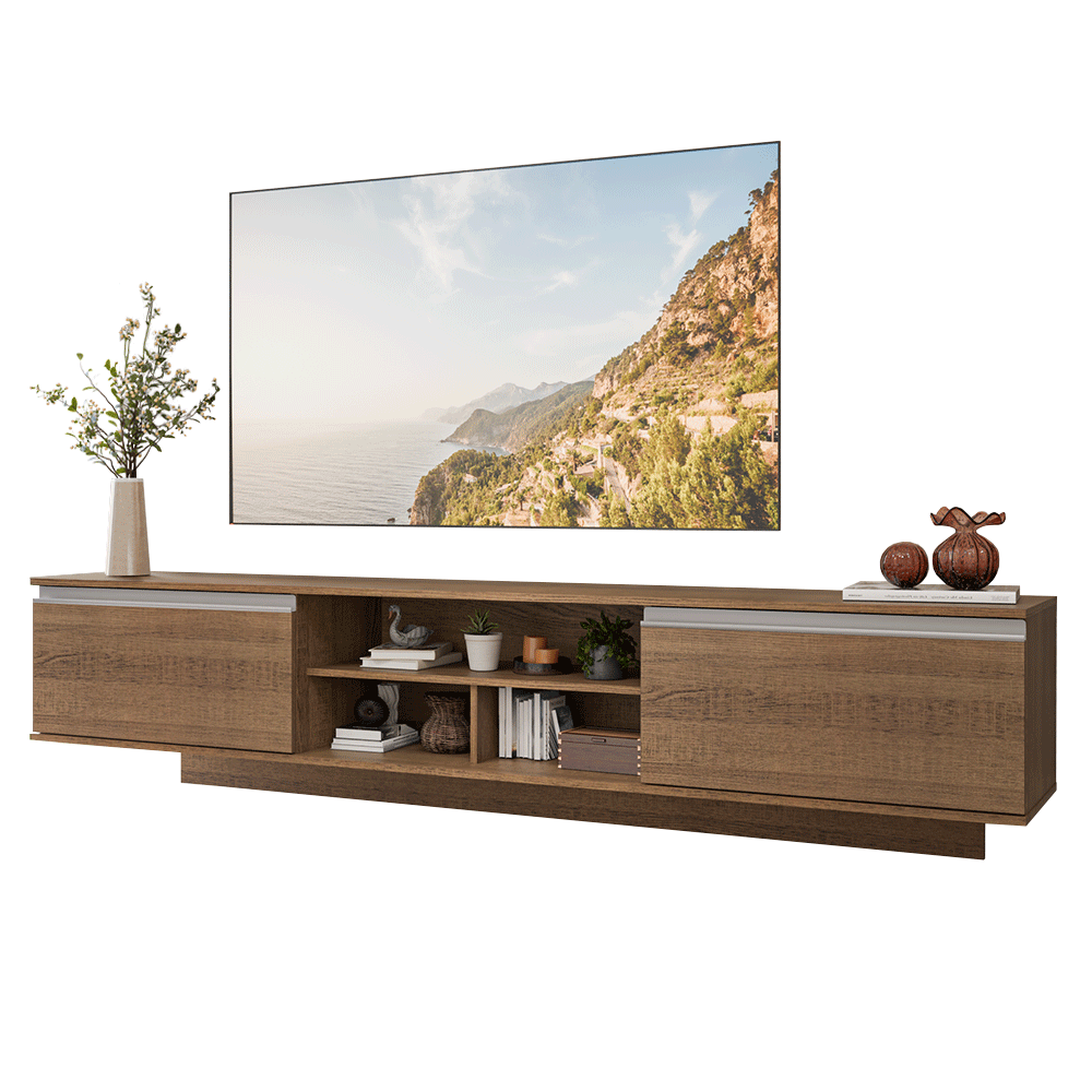 Rack Flotante para TV hasta 80 Pulgadas 218 cm 2 Puertas Marrón Glamy Madesa