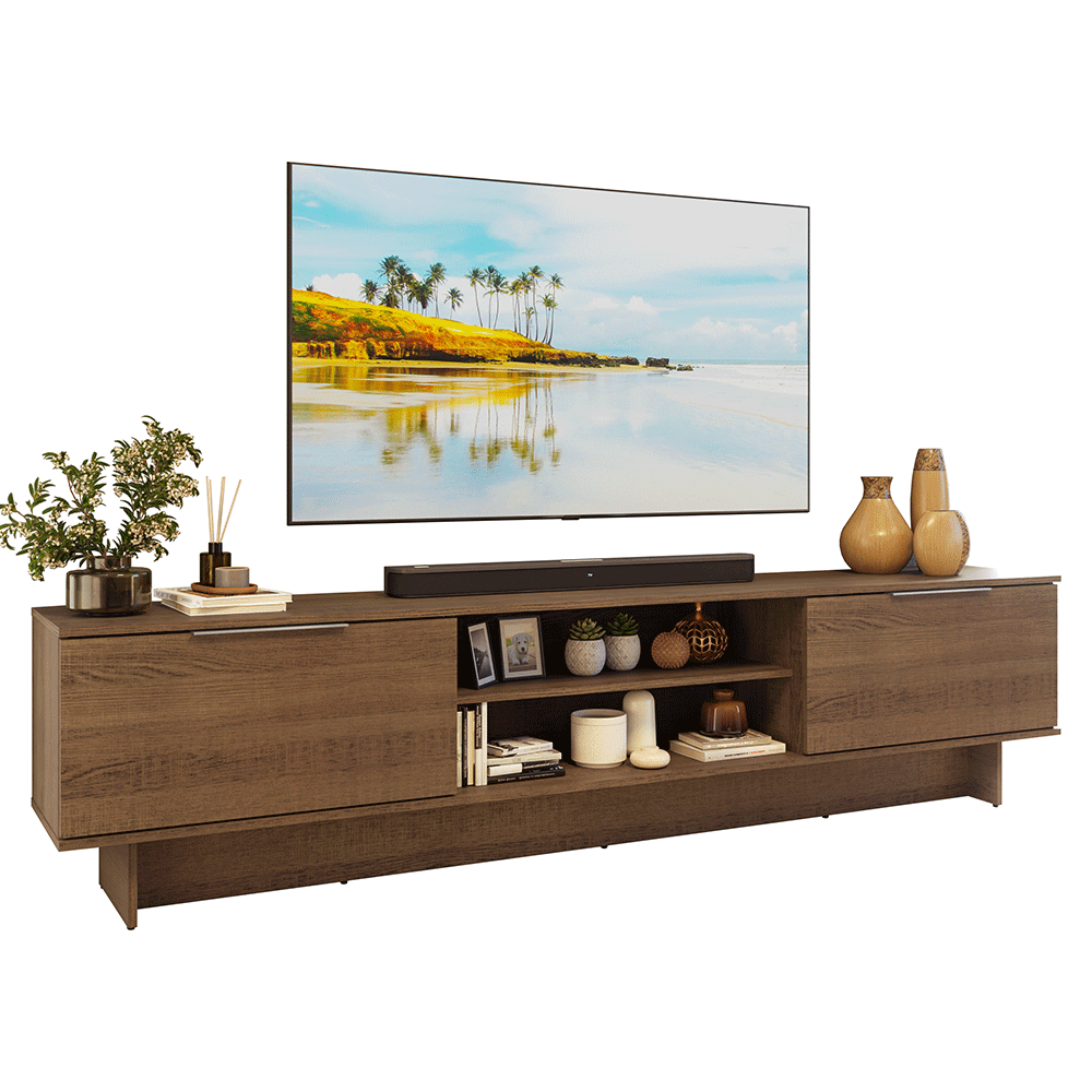Rack para TV hasta 80 Pulgadas 218 cm 2 Puertas Marrón Stella Madesa