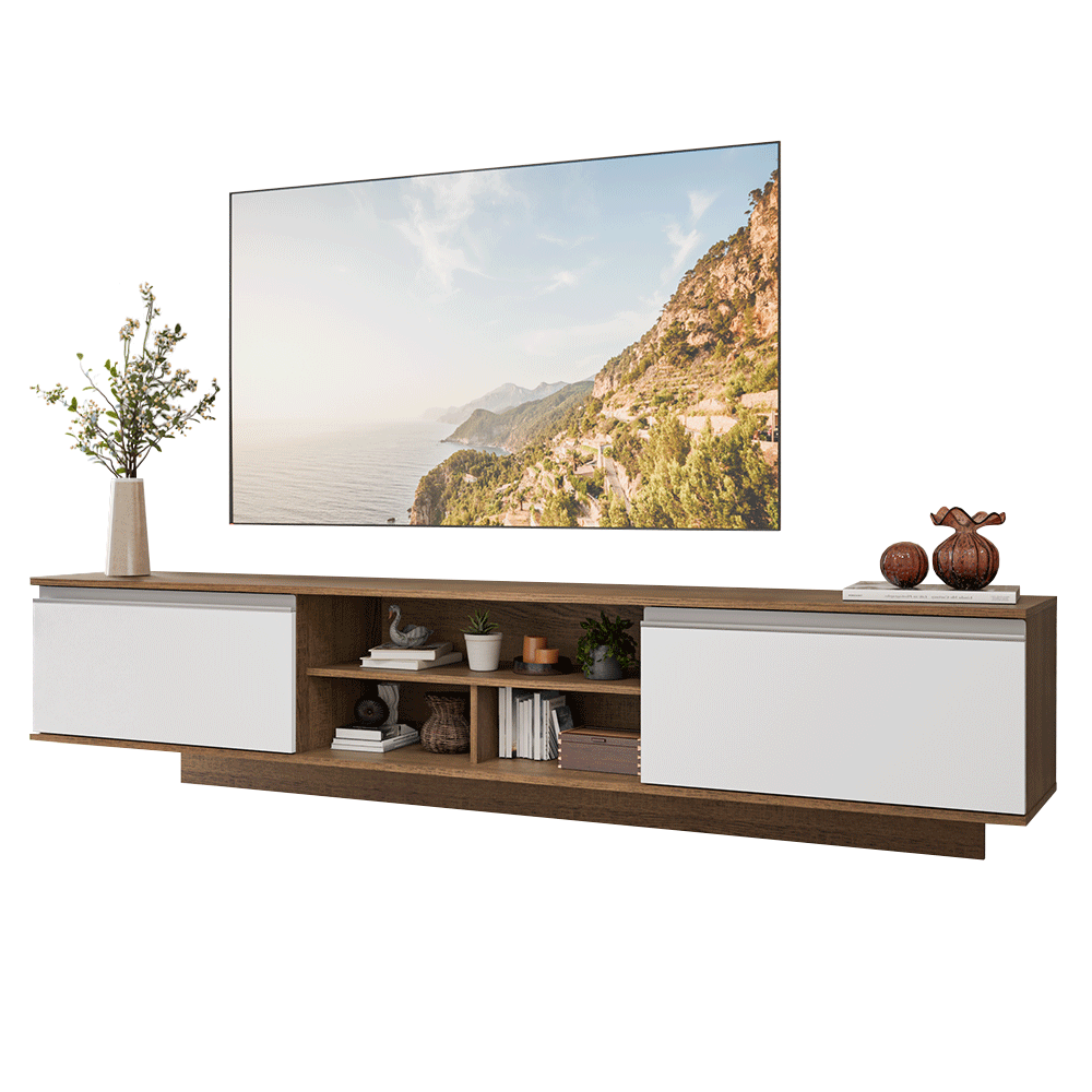 Rack Flotante para TV hasta 80 Pulgadas 218 cm 2 Puertas Marrón/Blanco Glamy Madesa