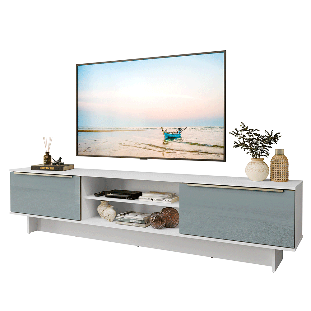 Rack para TV hasta 80 Pulgadas 218 cm 2 Puertas Blanco/Gris Lux Madesa