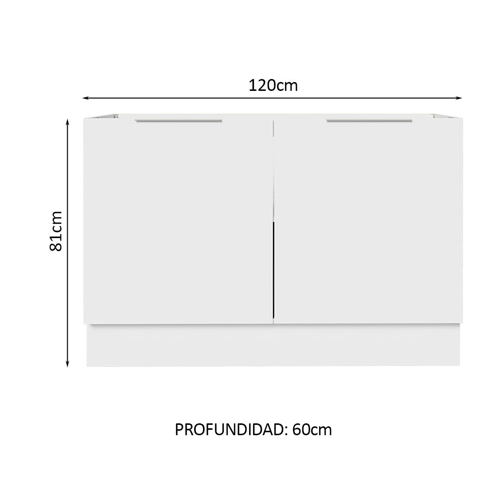 Bajo Mesada Cocina 120 x 60 cm 2 Puertas (Sin Mesada) Blanco Stella Madesa