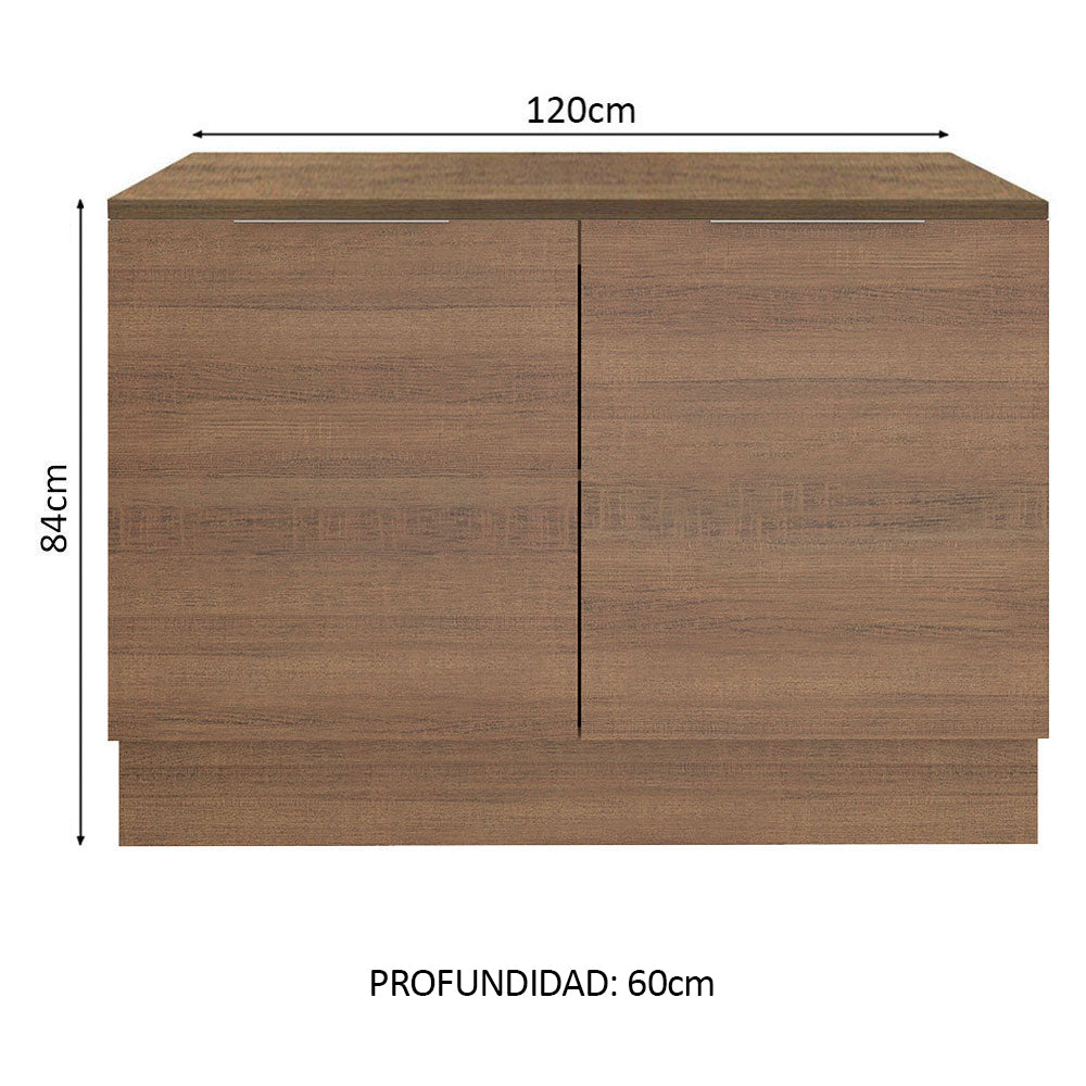 Bajo Mesada Cocina 120 x 60 cm 2 Puertas (Con Mesada) Marrón Stella Madesa