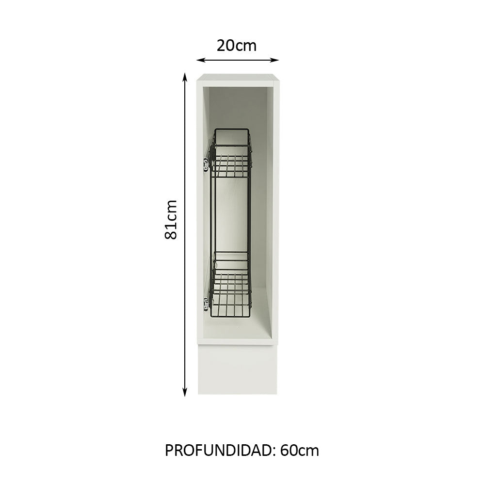 Bajo Mesada Especiero 20 cm x 60 cm, Blanco
