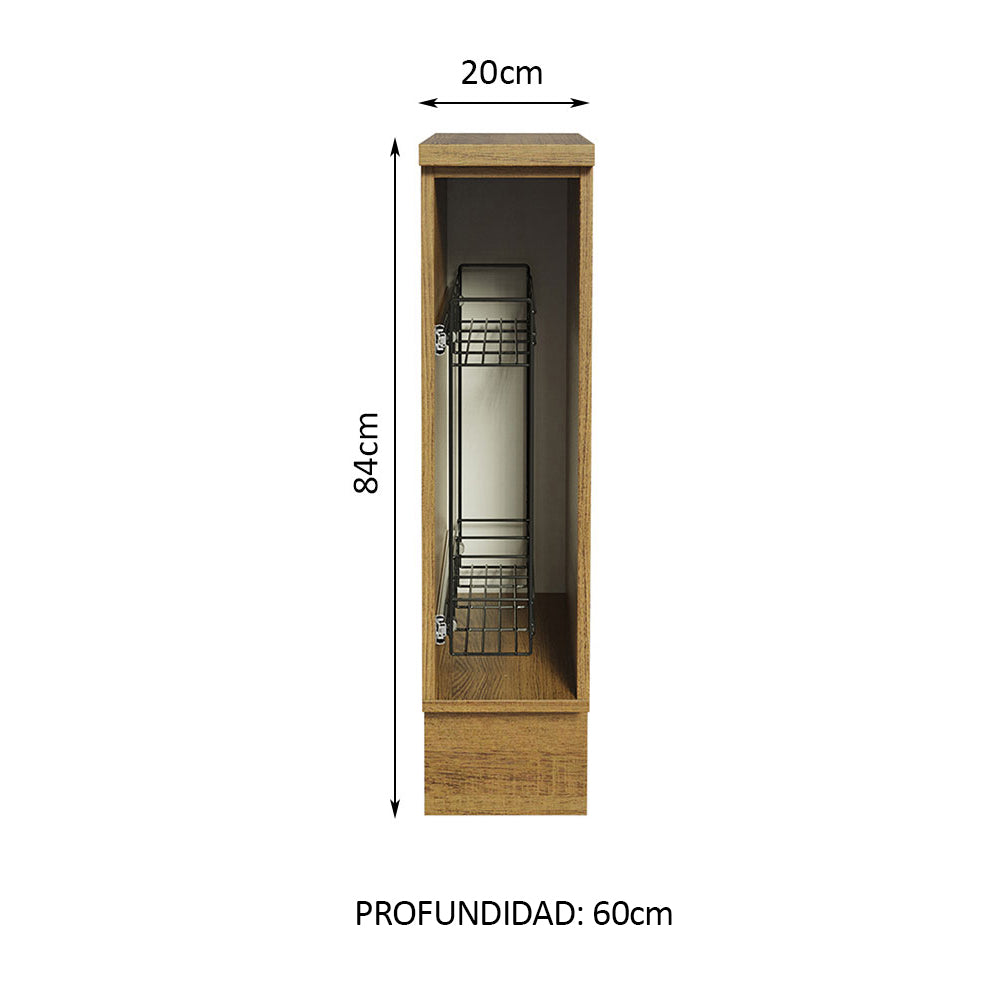Bajo Mesada Especiero 20 x 60 cm (Con Mesada) para Cocinas Marrón Madesa