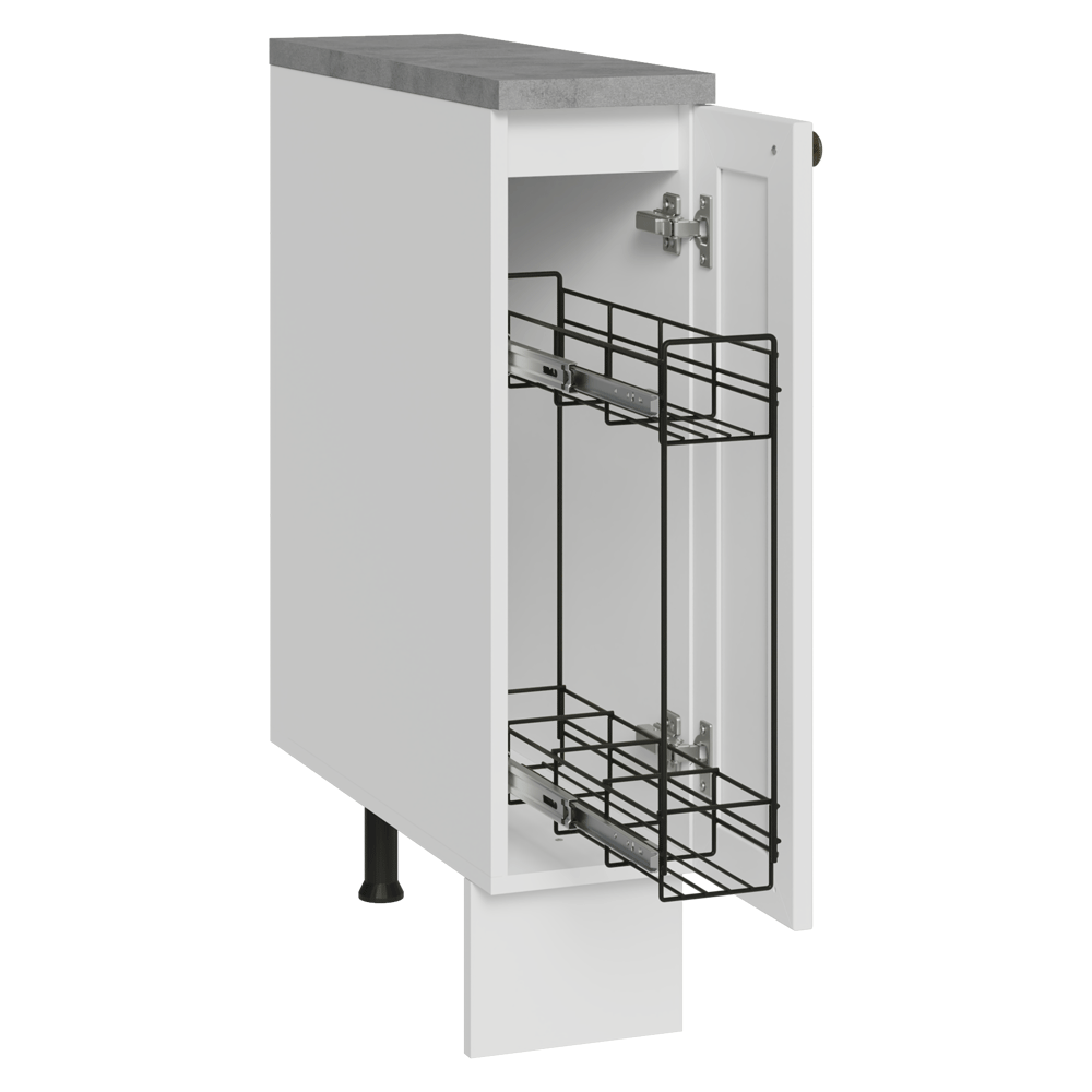 Bajo Mesada Especiero 20x60 cm 1 Puerta (Con Mesada Gris) Blanco Vik