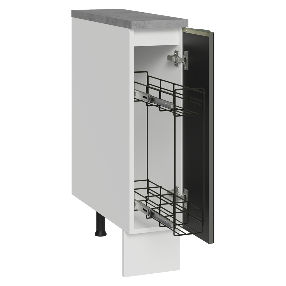 Especiero 20 cm X 60 cm, 1 puerta (Con Mesada) Blanco/Negro Lux Madesa