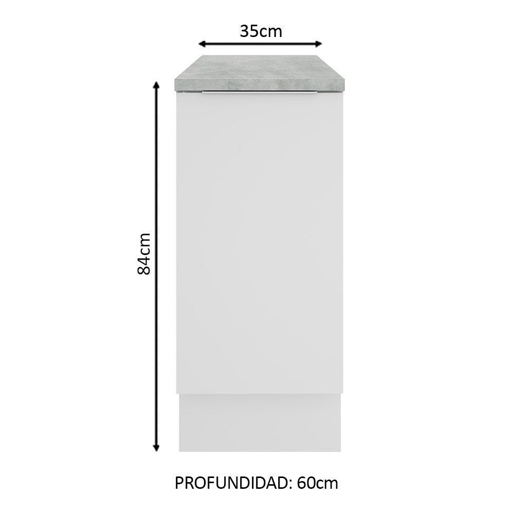 Bajo Mesada Cocina 35 x 60 cm 1 Puerta (Con Mesada) Blanco Stella Madesa