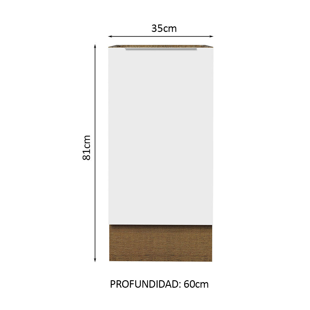 Bajo Mesada Cocina 35 x 60 cm 1 Puerta (Sin Mesada) Marrón/Blanco Stella Madesa