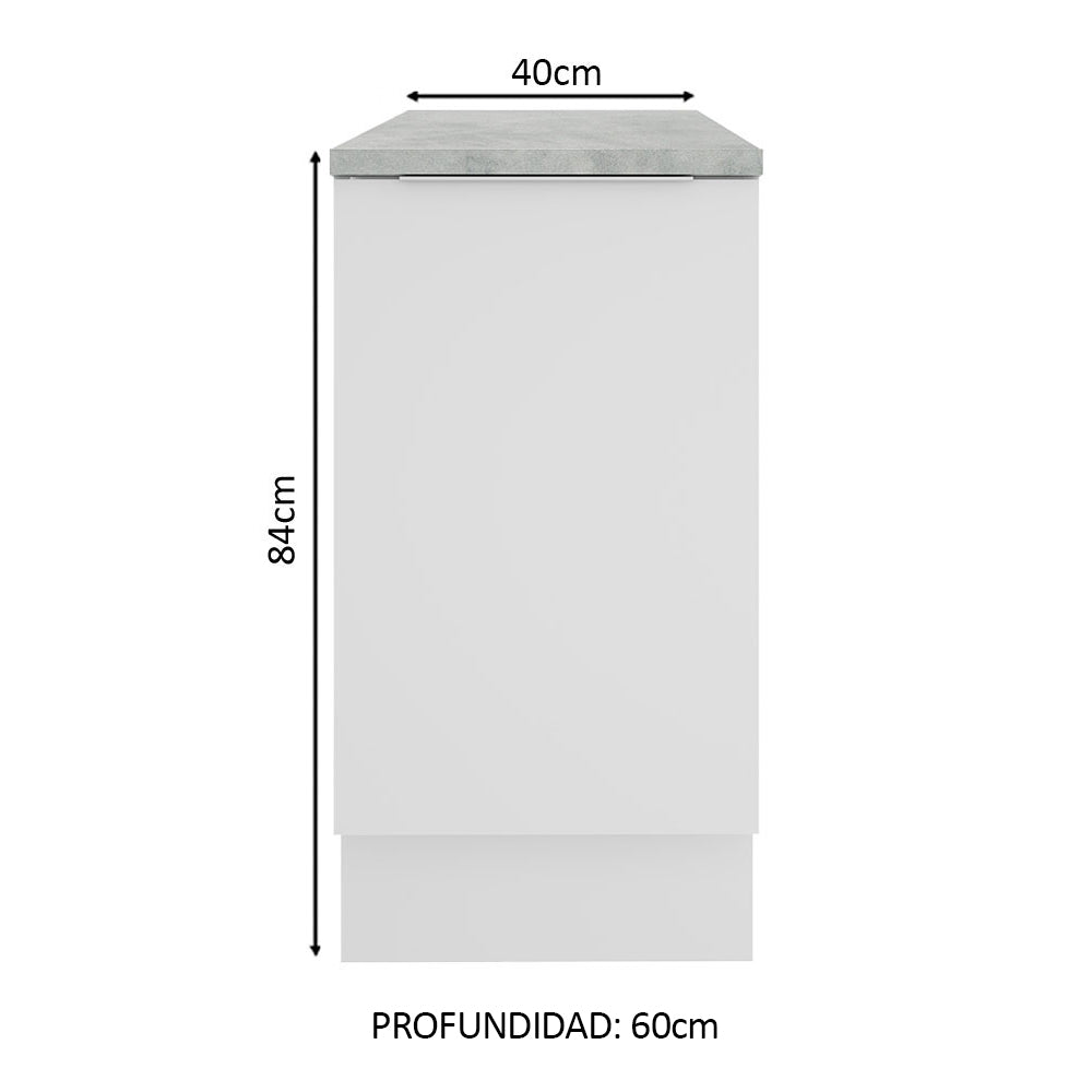 Bajo Mesada Cocina 40 x 60 cm 1 Puerta (Con Mesada) Blanco Stella Madesa
