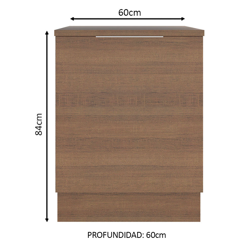 Bajo Mesada Cocina 60 x 60 cm 1 Puerta (Con Mesada) Marrón Stella Madesa