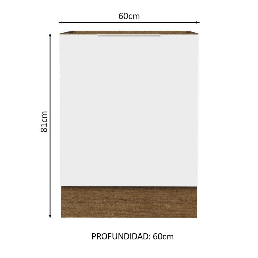 Bajo Mesada Cocina 60 x 60 cm 1 Puerta (Sin Mesada) Marrón/Blanco Stella Madesa