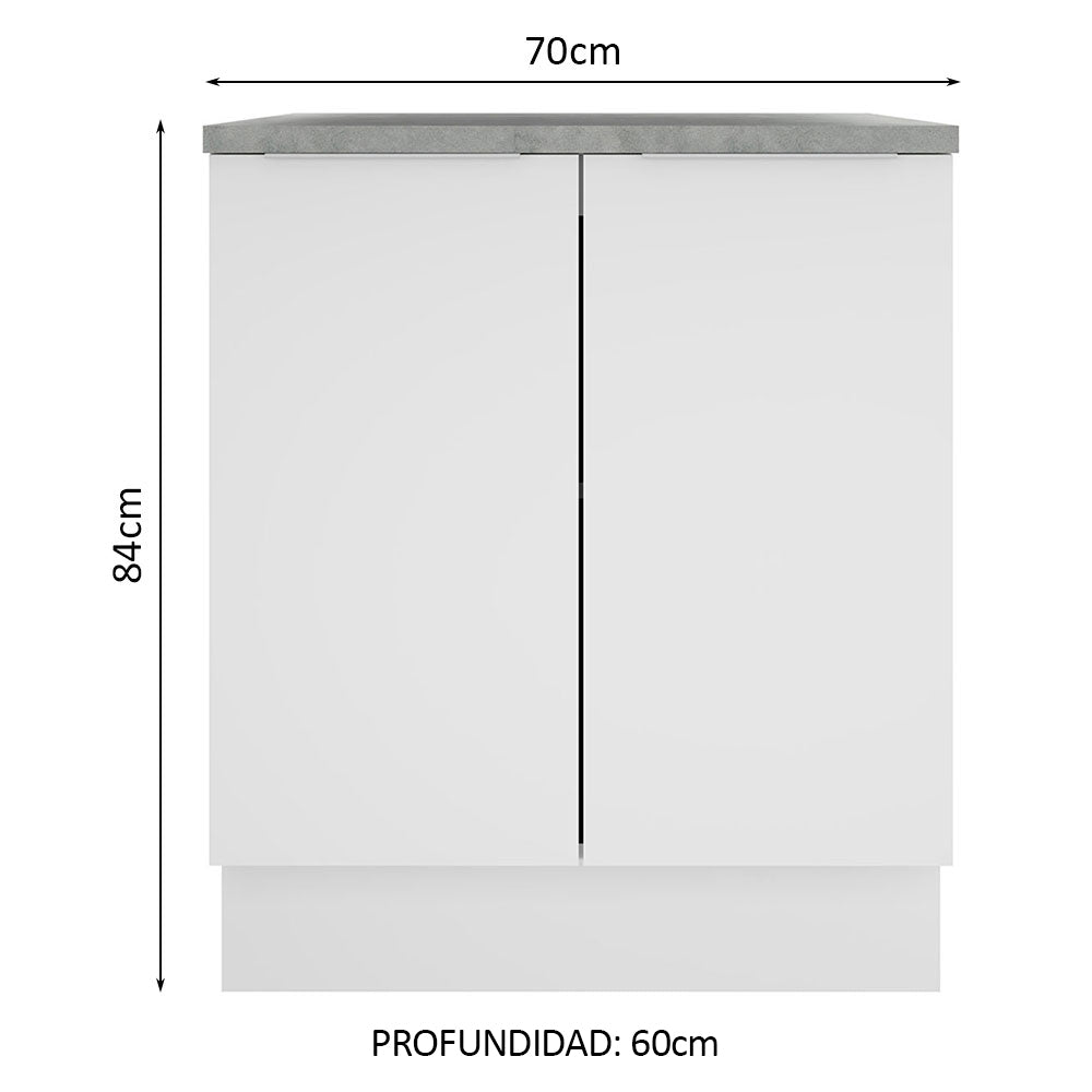 Bajo Mesada 70 cm x 60 cm, Sin cajones 2 Puertas Stella Blanco