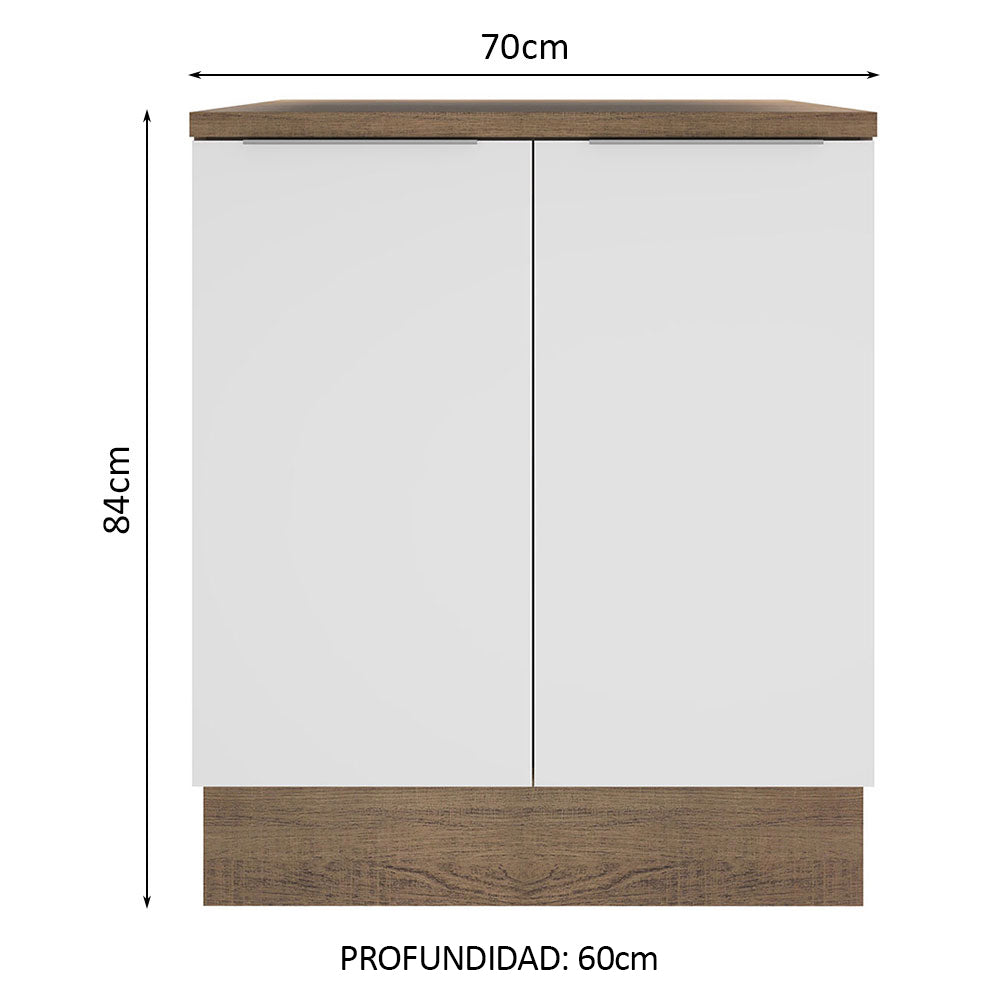 Bajo Mesada 70 cm x 60 cm, Sin cajones 2 Puertas Stella Marrón/Blanco