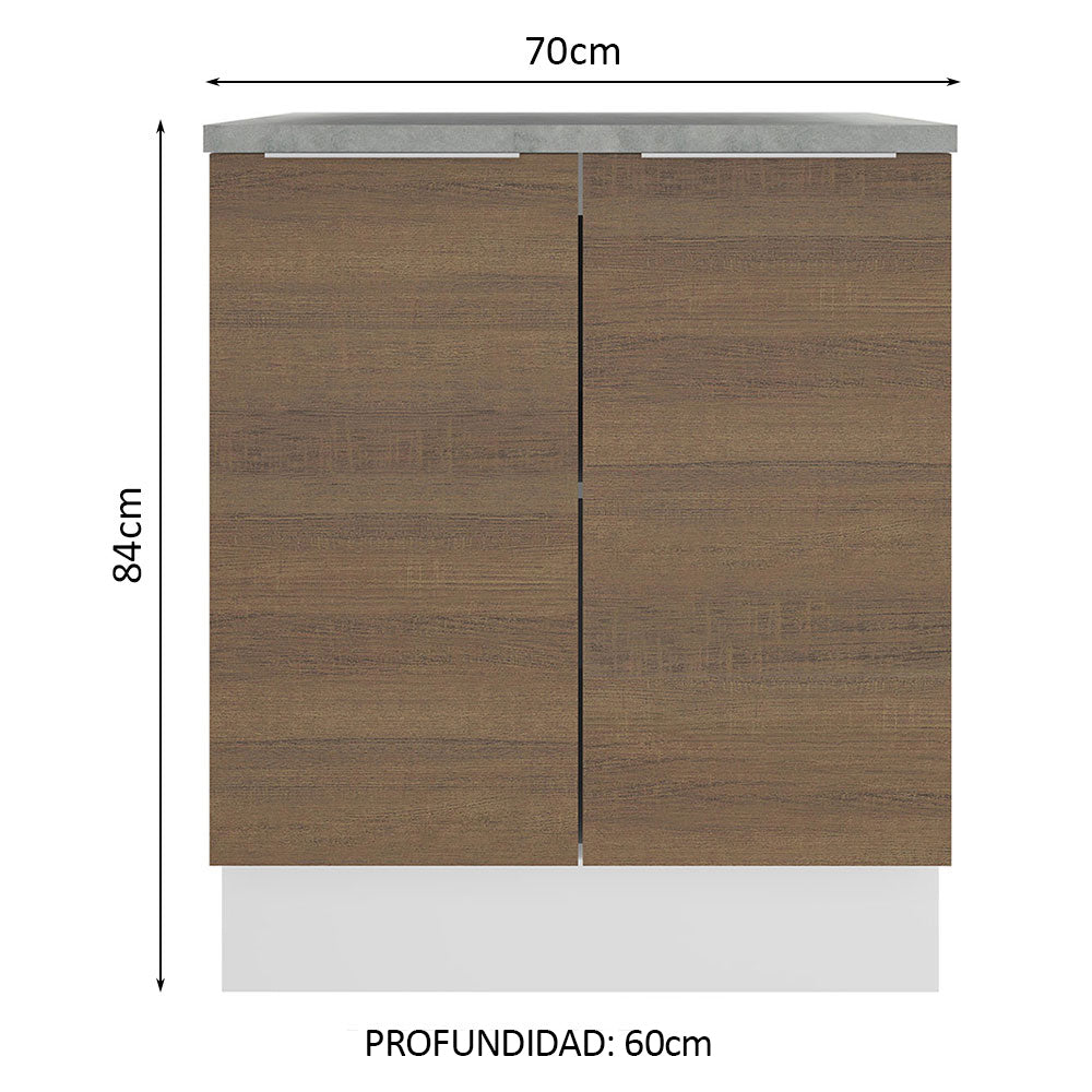 Bajo Mesada 70 cm x 60 cm, Sin cajones 2 Puertas Stella Blanco/Marrón