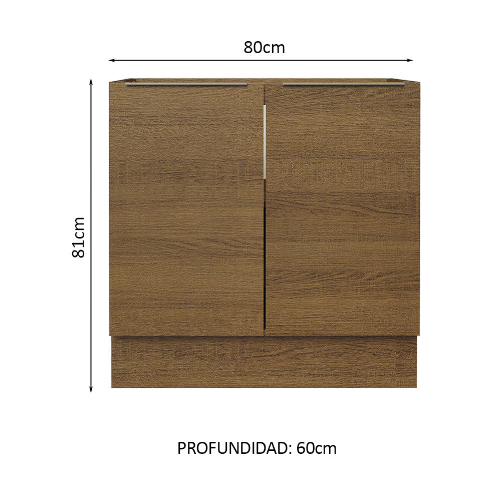 Bajo Mesada Cocina 80 x 60 cm 2 Puertas (Sin Mesada) Marrón Stella Madesa