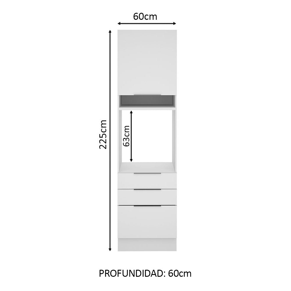 Mueble de Cocina para Horno 60 x 60 cm 1 Puerta 3 Cajones Blanco Stella Madesa