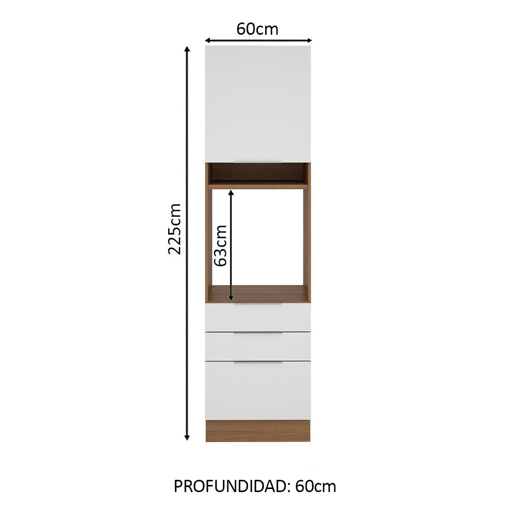 Mueble de Cocina para Horno 60 x 60 cm 1 Puerta 3 Cajones Marrón/Blanco Stella Madesa