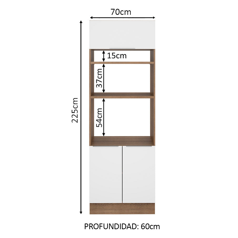 Mueble de Cocina para Horno 70 x 60 cm 3 Puertas Marrón/Blanco Stella Madesa