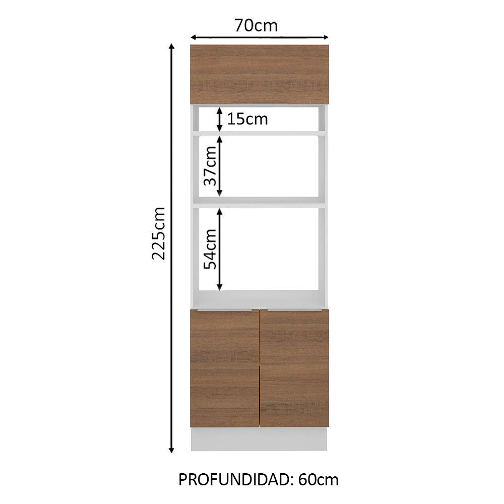 Mueble de Cocina para Horno 70 x 60 cm 3 Puertas Blanco/Marrón Stella Madesa