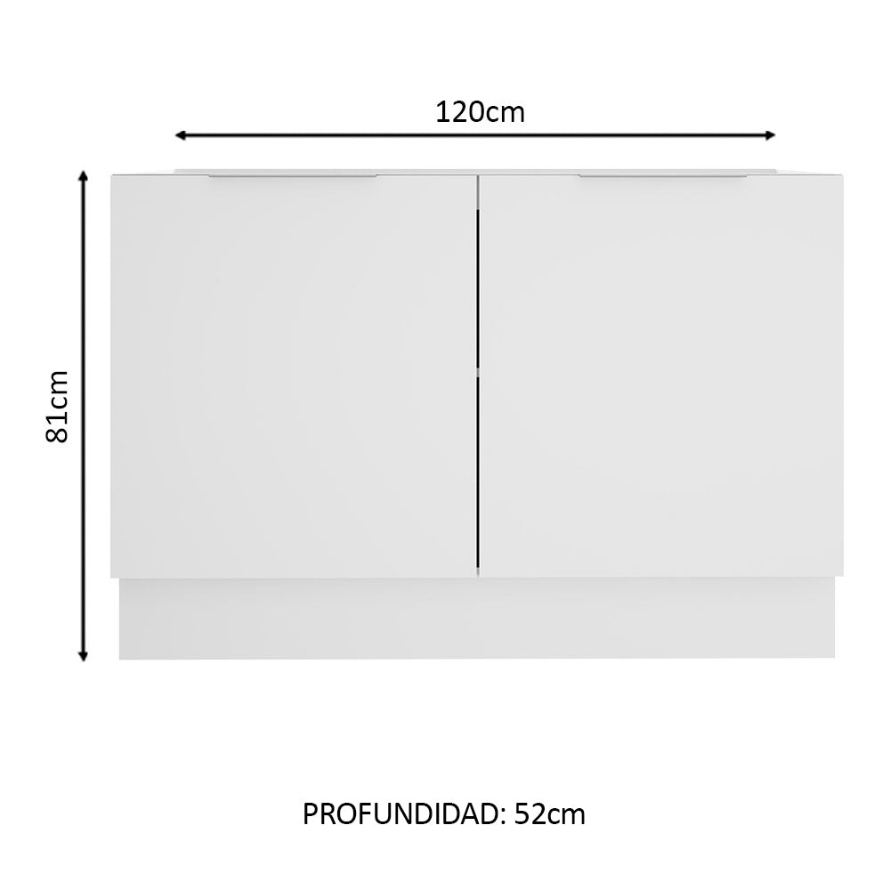 Bajo Mesada 120 cm Sin cajones 2 Puertas Stella Blanco