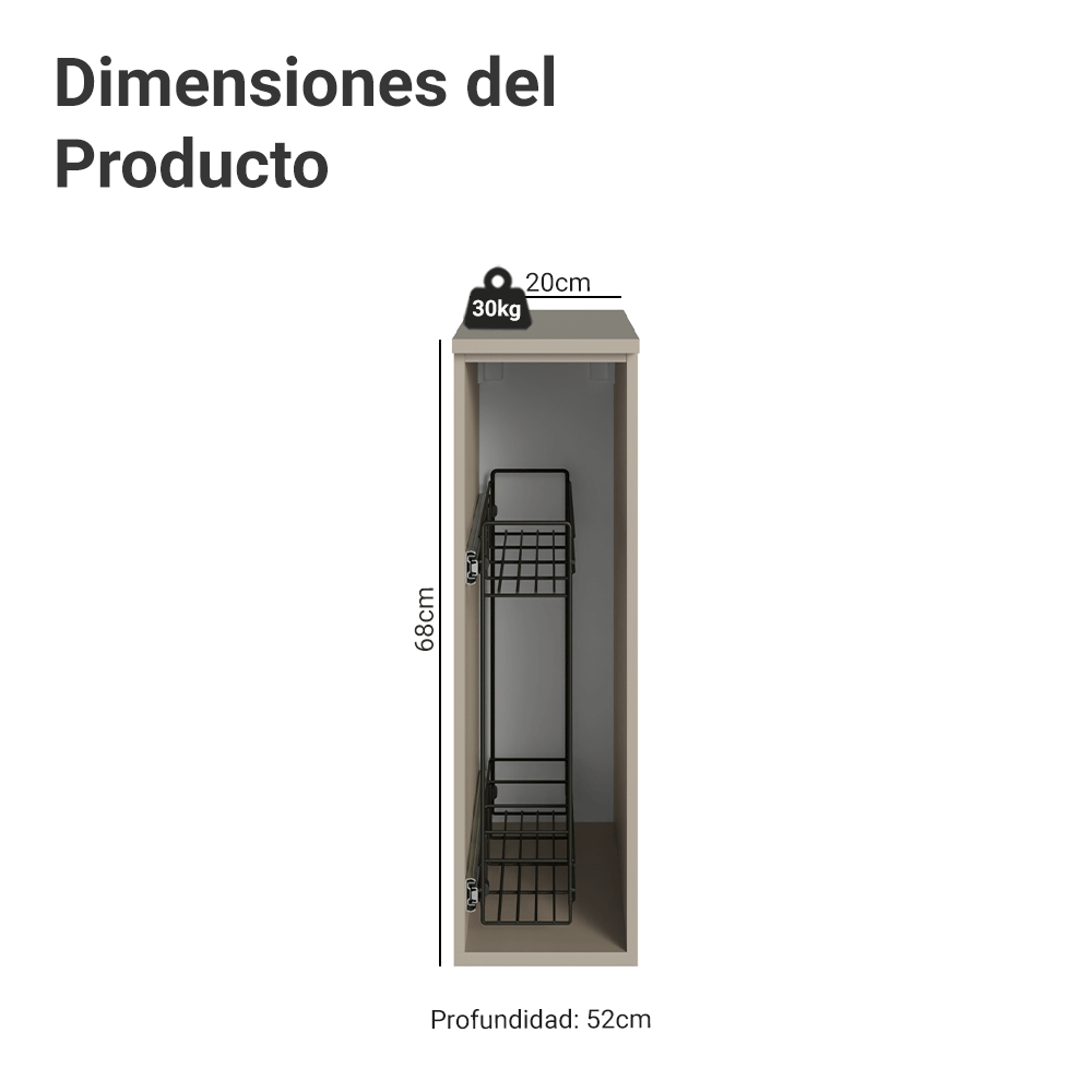 Bajo Mesada Especiero 20 cm Flotante Crema Nice