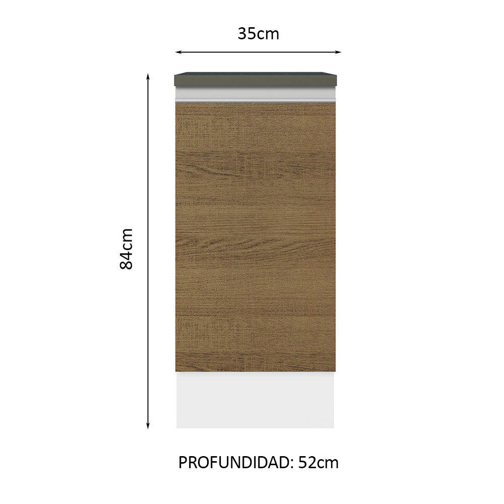 Bajo Mesada Cocina 100% MDF 35 cm 1 Puerta Blanco/Marrón Acordes Madesa