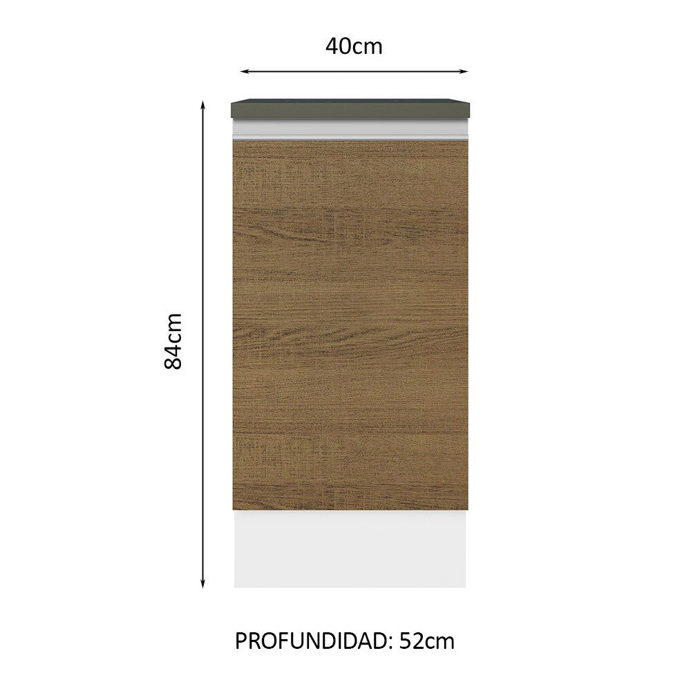 Bajo Mesada Cocina 100% MDF 40 cm 1 Puerta Blanco/Marrón Acordes Madesa