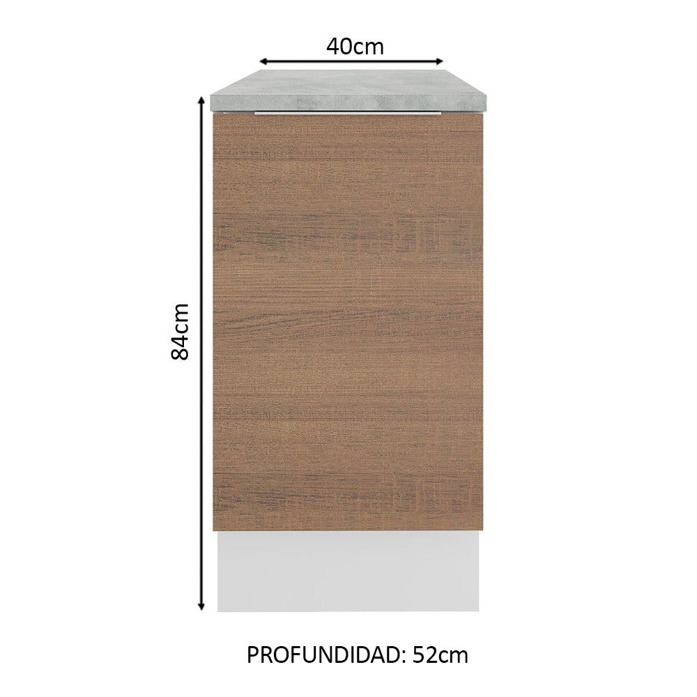 Bajo Mesada Cocina 40 cm 1 Puerta Blanco/Marrón Stella Madesa