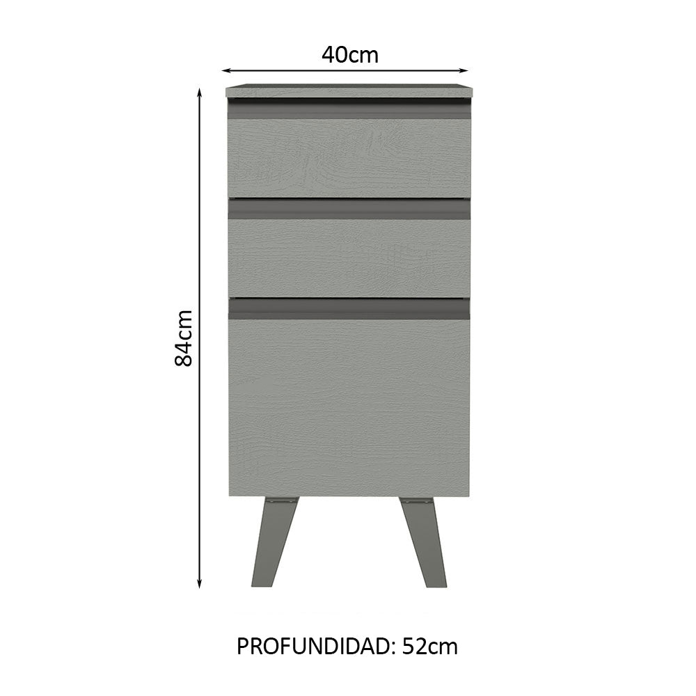 Bajo Mesada 40 cm 3 Cajones Nice Gris