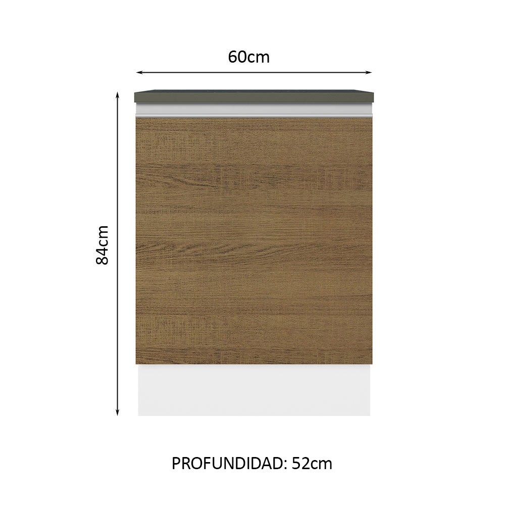 Bajo Mesada Cocina 100% MDF 60 cm 1 Puerta Blanco/Marrón Acordes Madesa