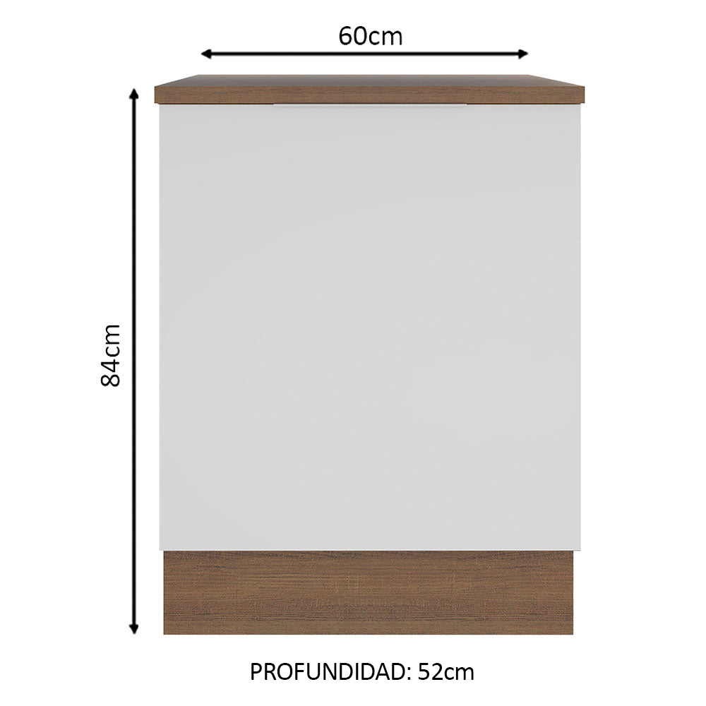 Bajo Mesada Cocina 60 cm 1 Puerta Marrón/Blanco Stella Madesa