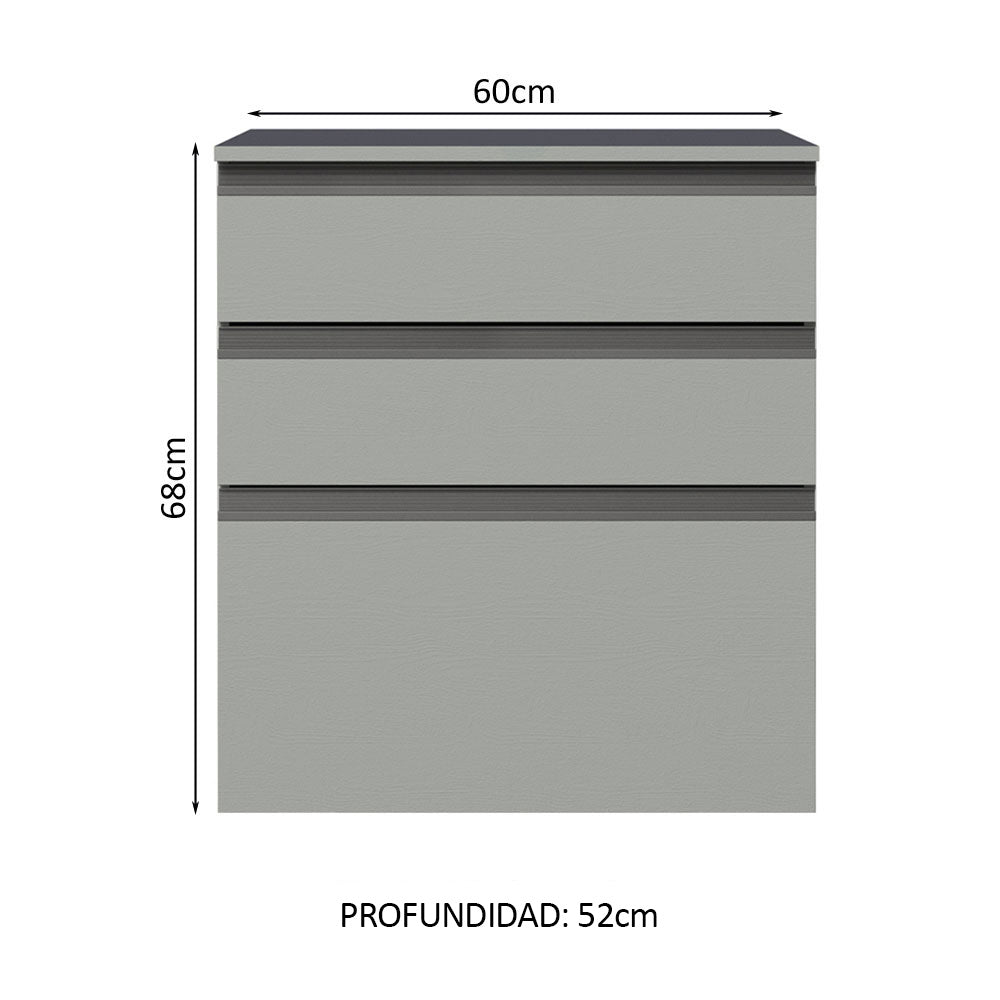 Bajo Mesada 60 cm 3 Cajones Nice Gris