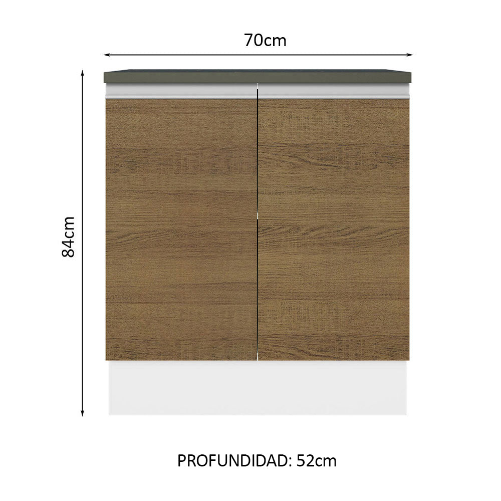 Bajo Mesada Cocina 100% MDF 70 cm 2 Puertas Blanco/Marrón Acordes Madesa
