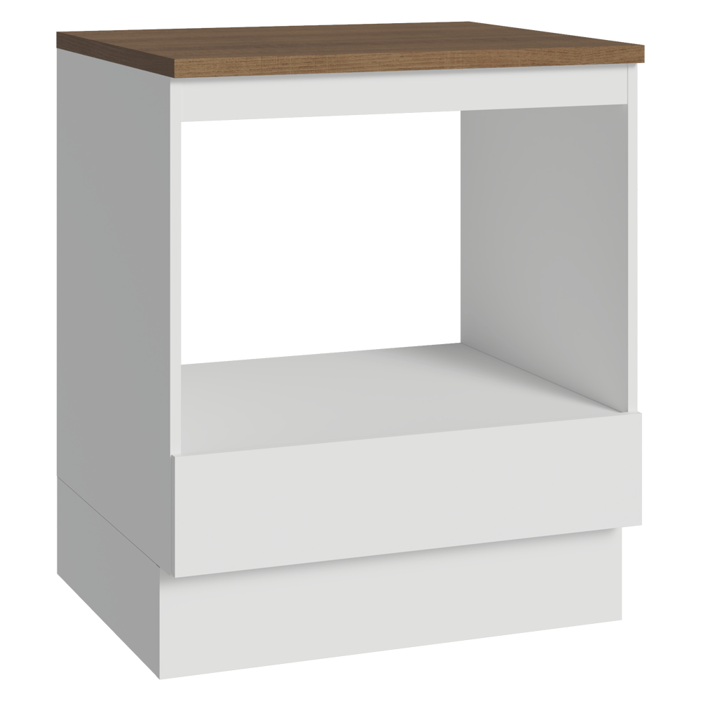 Bajo Mesada para Horno/Microondas 70 cm 1 Cajón Blanco Mesada Marrón