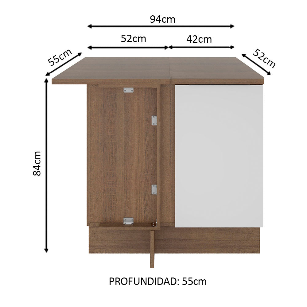 Bajo Mesada 94 cm Sin cajones 1 Puerta Stella Marrón/Blanco