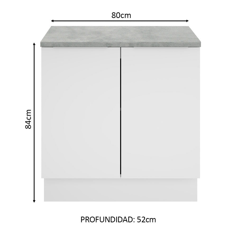 Bajo Mesada 80 cm Sin cajones 2 Puertas Stella Blanco