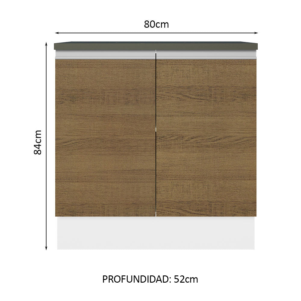 Bajo Mesada Cocina 100% MDF 80 cm 2 Puertas Blanco/Marrón Acordes Madesa