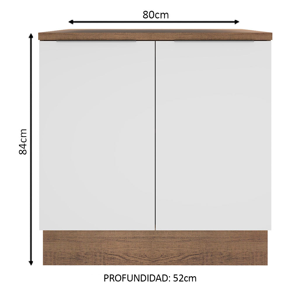 Bajo Mesada 80 cm Sin cajones 2 Puertas Stella Marrón/Blanco