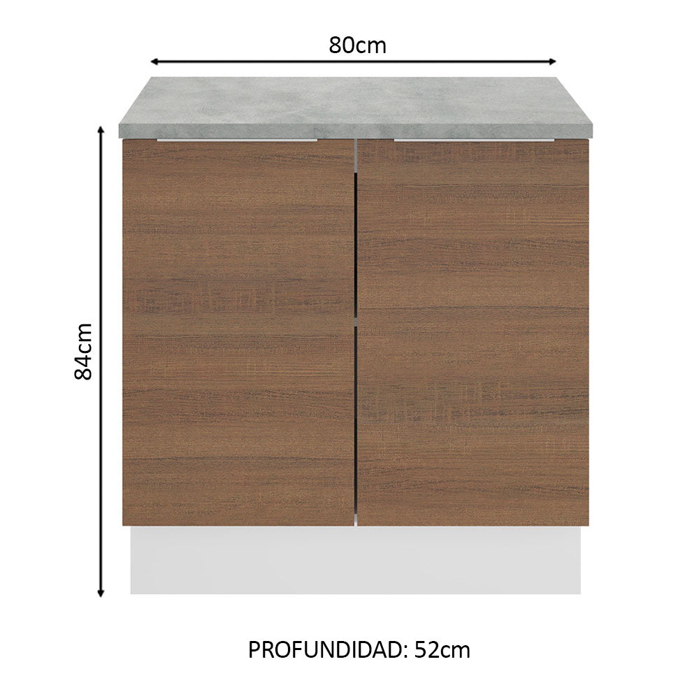 Bajo Mesada 80 cm Sin cajones 2 Puertas Stella Blanco/Marrón