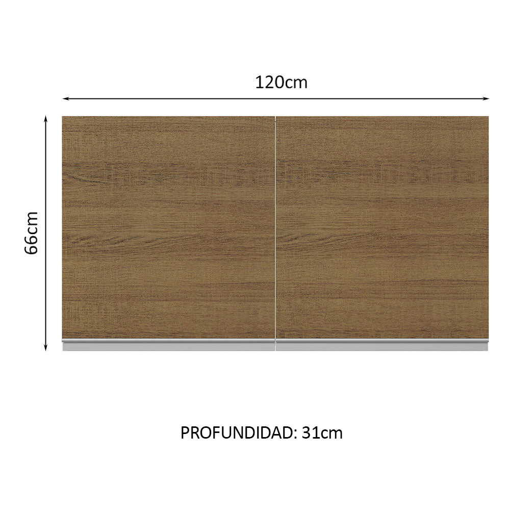 Alacena Cocina 100% MDF 120 cm 2 Puertas Blanco/Marrón Acordes Madesa