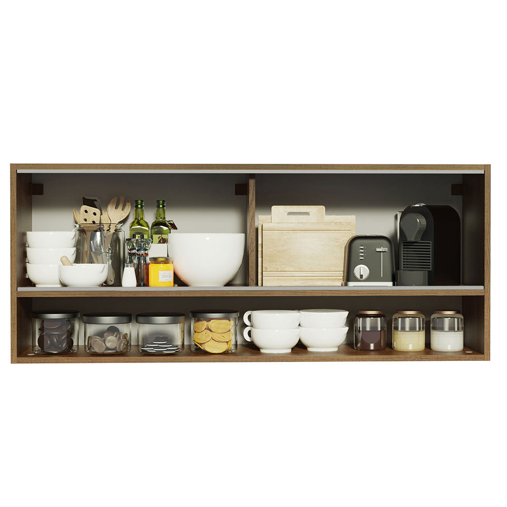 Alacena para Cocina 120 cm 2 Puertas Corredizas de Vidrio Reflejante 1 Nicho Marrón Madesa