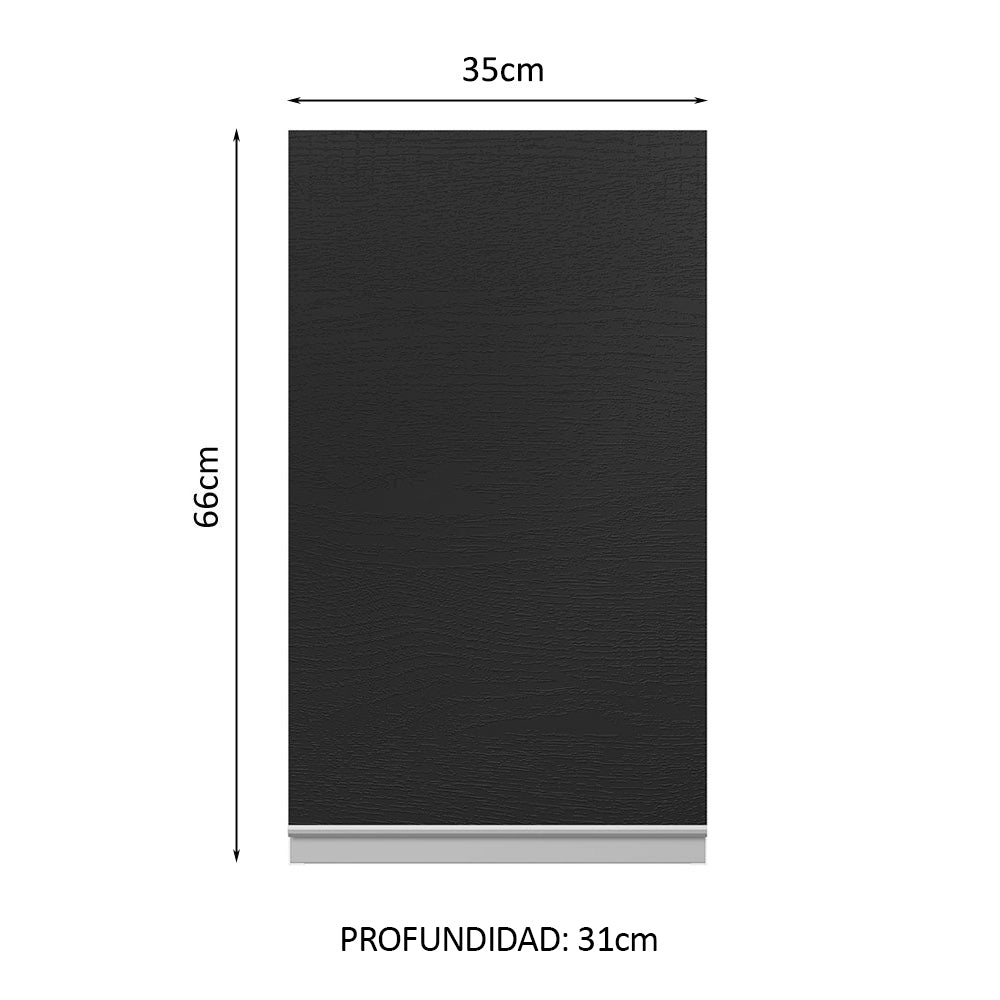 Alacena Cocina 100% MDF 35 cm 1 Puerta Blanco/Negro Acordes Madesa