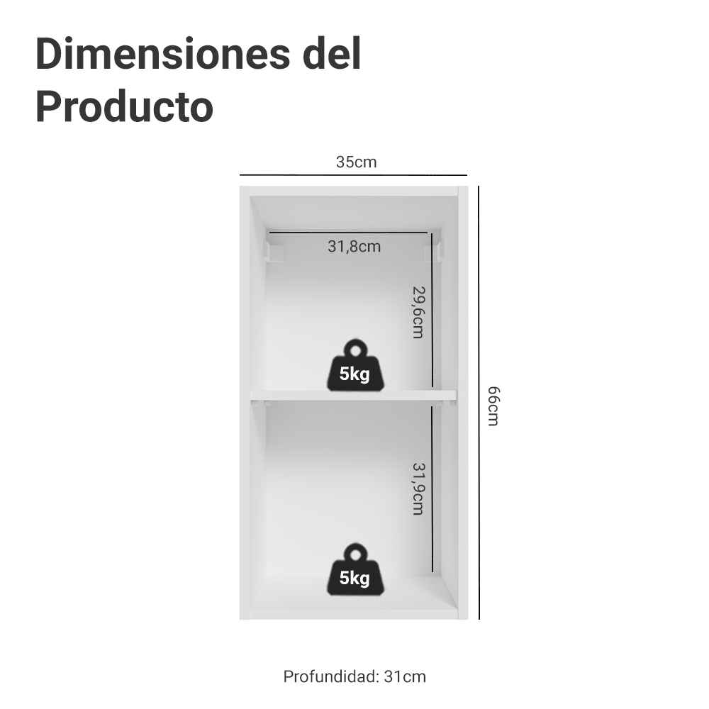 Alacena 35 cm 1 Puerta Blanco/Gris Vik Madesa